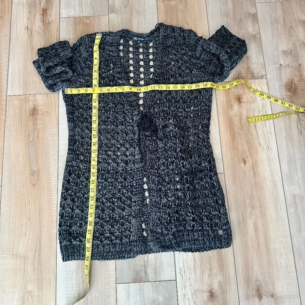 DIDI Womens Long Open Knit Lightweight Cardigan Dark Green/Black Size Med - Picture 5 of 13